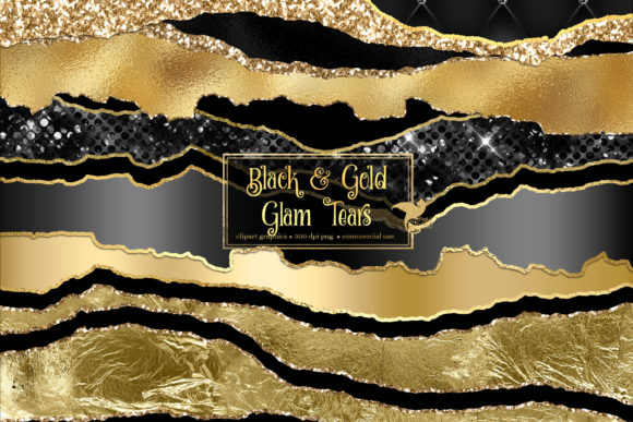 Download Black and Gold Glam Tears Clipart - Premium Resources