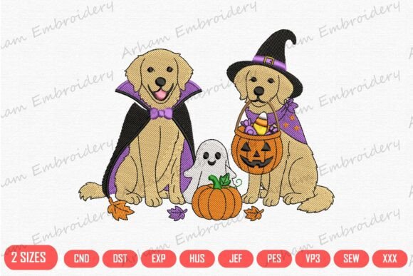 Download Halloween Golden Retriever with Pumpkin - Gold Collection